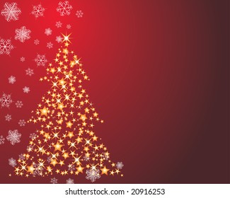 Christmas (New Year) fir-tree with stars. Vector illustration.