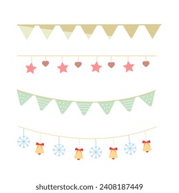 Christmas new year flag border vector set for your holliday or winter design by phoeblue studio 