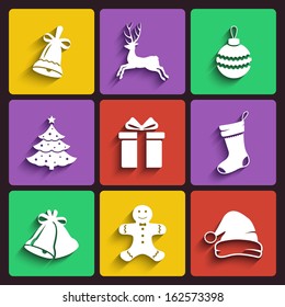 Christmas and New year flat design icon set with shadows. template vector elements. part 2