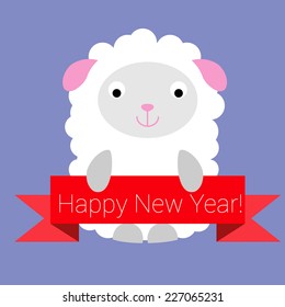 Christmas and New Year flat design. Greeting card