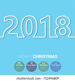 Christmas and new year flat design vector greeting card, poster and banner 2018  template.