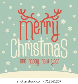 Christmas and new year flat design vector greeting card, poster and banner template.