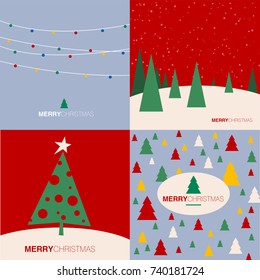 Christmas and new year flat design vector greeting card, poster and banner template