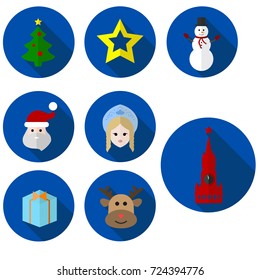 Christmas and new year flat icon set