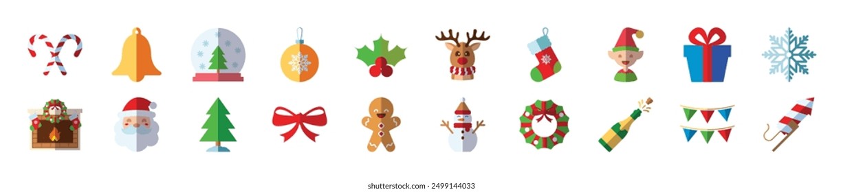 Christmas and New Year Flat Isolated Icons. Suitable for infographics, books, banners and other designs