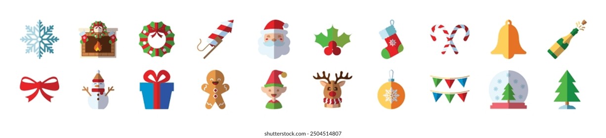 Christmas and New Year Flat Pictures. Suitable for infographics, books, banners and other designs