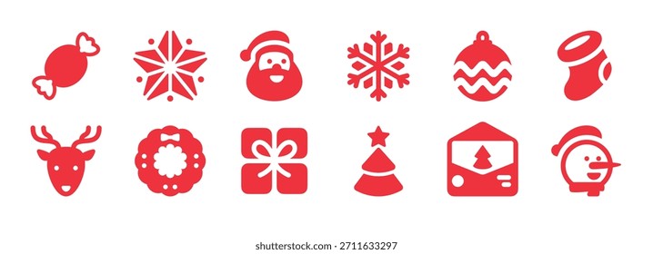 Navidades y el icono plano del Vector del año Nuevo fijados en el fondo blanco	