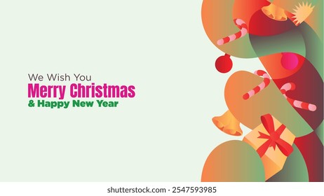 Natal e Ano Novo Fluido Fundo com Caixas de presente e ornamentos. fundo de Natal fluido abstrato com caixa de presente e ilustração vetorial ornamental 