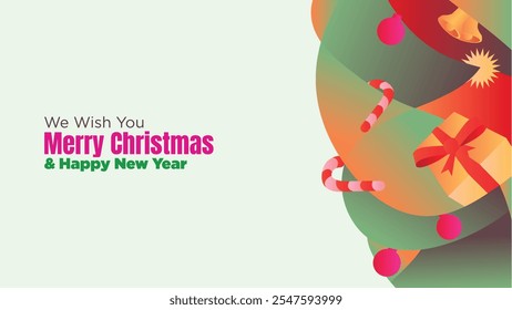 Christmas and New Year Fluid Background with Gift Boxes and Ornaments. abstract fluid christmas background with gift box and ornamental vector illustration 