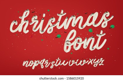 Christmas and New Year font sweet cream vector type alphabet. Kids sugar type. Vector illustration.  
