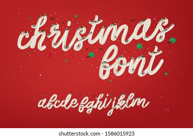 Christmas and New Year font sweet cream vector type alphabet. Kids sugar type. Vector illustration.  
