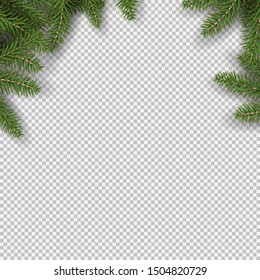 christmas and new year frame design with transparent background for photo and picture. seasonal holiday background design. decorations on Christmas tree and holly wreath vector illustration.