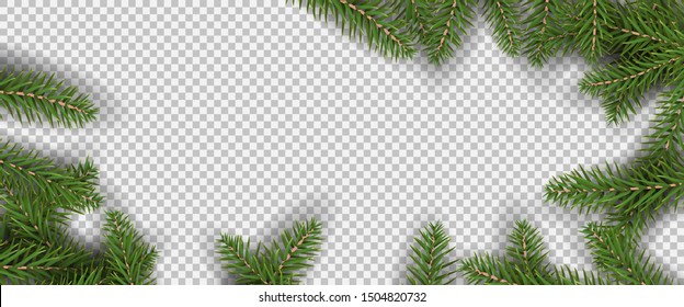 christmas and new year frame design with transparent background for photo and picture. seasonal holiday background design. decorations on Christmas tree and holly wreath vector illustration.