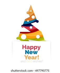 Christmas and New Year geometric banner with text. Vector illustration