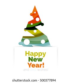 Christmas and New Year geometric banner with text. Vector illustration