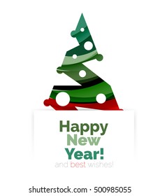 Christmas and New Year geometric banner with text. Vector illustration