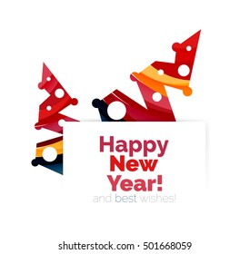 Christmas and New Year geometric banner with text. Vector illustration