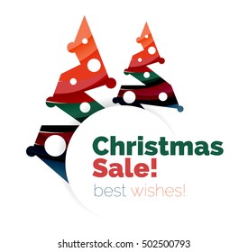 Christmas and New Year geometric banner with text. Vector illustration
