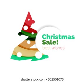 Christmas and New Year geometric banner with text. Vector illustration