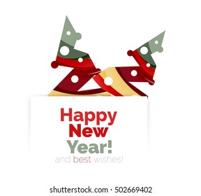 Christmas and New Year geometric banner with text. Vector illustration