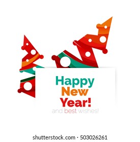 Christmas and New Year geometric banner with text. Vector illustration