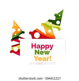Christmas and New Year geometric banner with text. Vector illustration