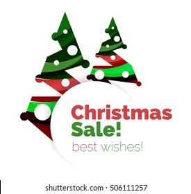 Christmas and New Year geometric banner with text. Vector illustration