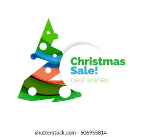 Christmas and New Year geometric banner with text. Vector illustration