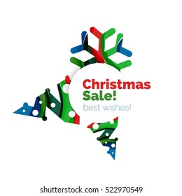 Christmas and New Year geometric banner with text. Vector illustration