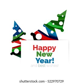 Christmas and New Year geometric banner with text. Vector illustration