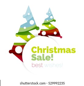 Christmas and New Year geometric banner with text. Vector illustration