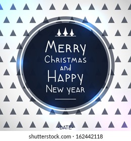 Christmas and New year geometric card contrasting colors, triangular pattern