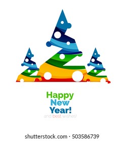 Christmas and New Year geometric paper design banner. Vector