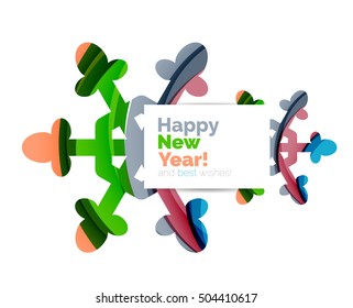 Christmas and New Year geometric paper design banner. Vector