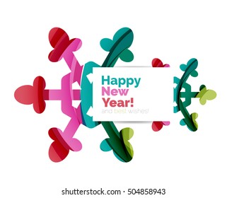 Christmas and New Year geometric paper design banner. Vector