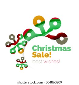 Christmas and New Year geometric paper design banner. Vector