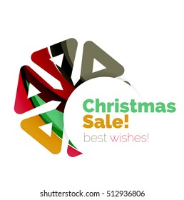 Christmas and New Year geometric paper design banner. Vector