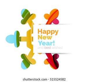 Christmas and New Year geometric paper design banner. Vector