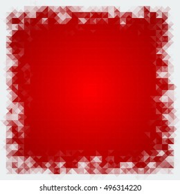 Christmas and New Year geometric triangle vector background with white snowflakes frame