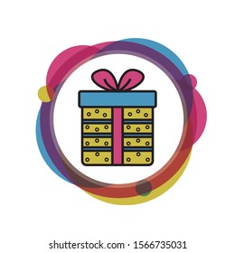 Christmas and New Year gift box outline  icon