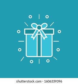 Christmas and New Year gift box icon flat design