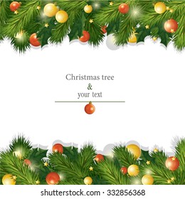 Christmas and new year gift card with fir