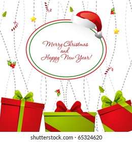 Christmas and New Year gift card with isolated place for your text in the center.
