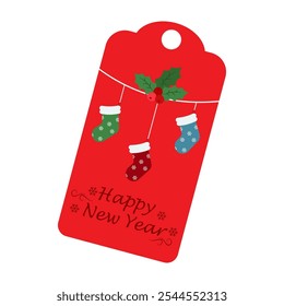 Christmas and New Year gift tags with festive designs. Shopping Label