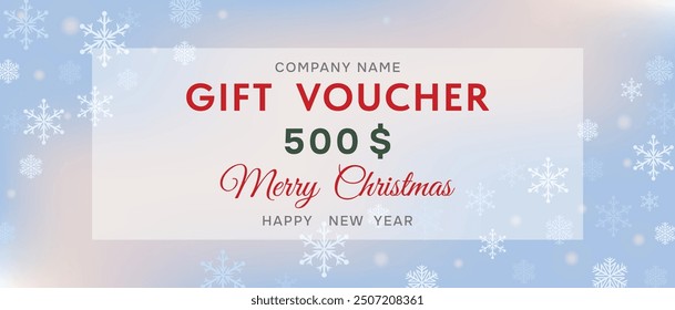Christmas and New Year Gift Voucher, Discount Coupon Template. Vector.
