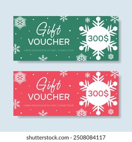 Christmas and New Year gift voucher. Winter gift voucher template. Vector.