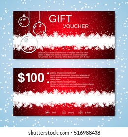 Christmas And New Year Gift Voucher Vector Template