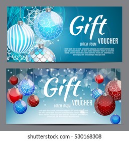 Christmas and New Year Gift Voucher, Discount Coupon Template Vector Illustration EPS10