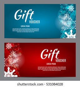 Christmas and New Year Gift Voucher, Discount Coupon Template Vector Illustration EPS10