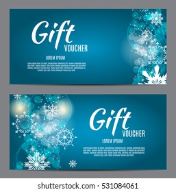 Christmas and New Year Gift Voucher, Discount Coupon Template Vector Illustration EPS10